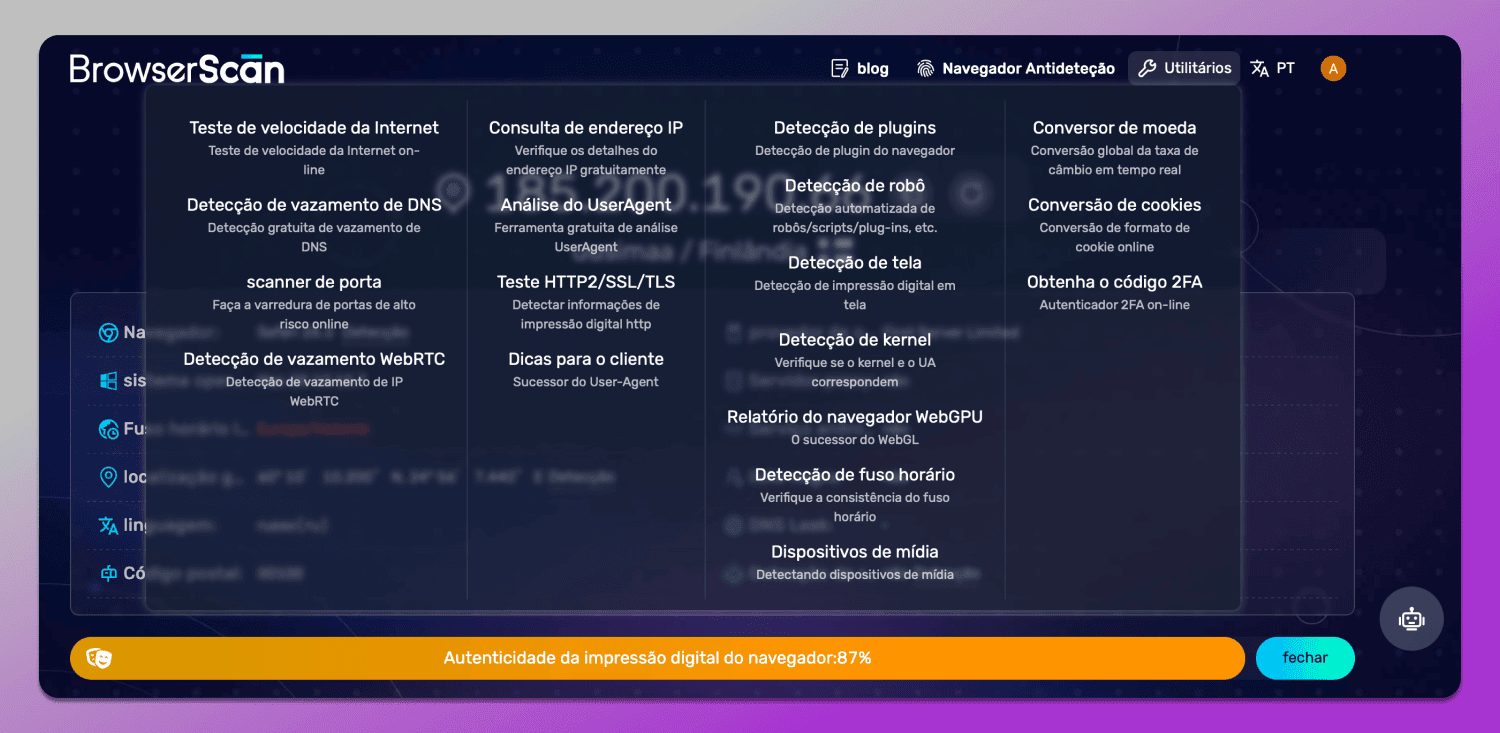BrowserScan Website Dolphin Anty