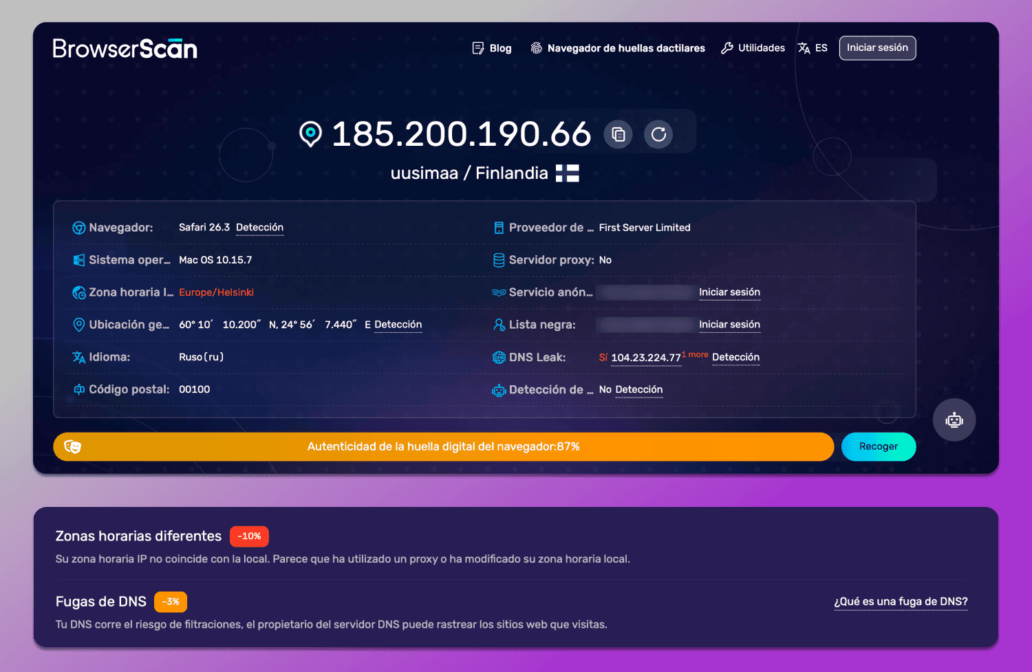 BrowserScan Check Dolphin Anty