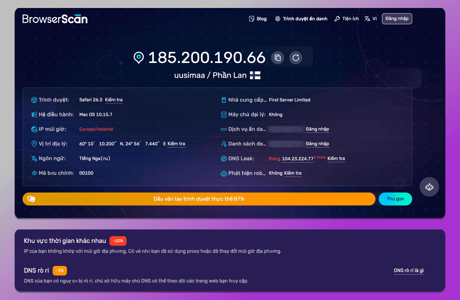 BrowserScan Check Dolphin Anty