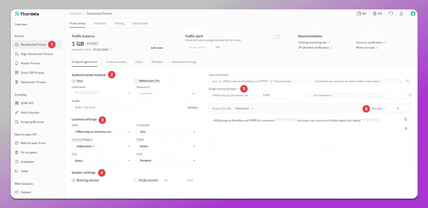Thordata Dashboard Dolphin Anty