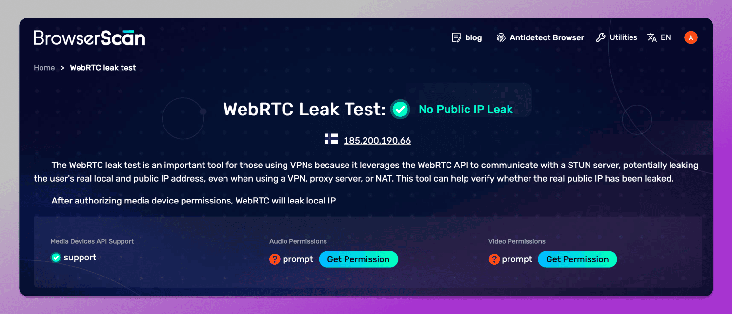 WebRTC Dolphin Anty
