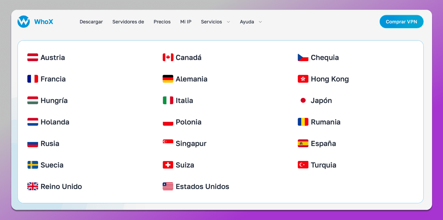 WhoX VPN Locations Dolphin Anty