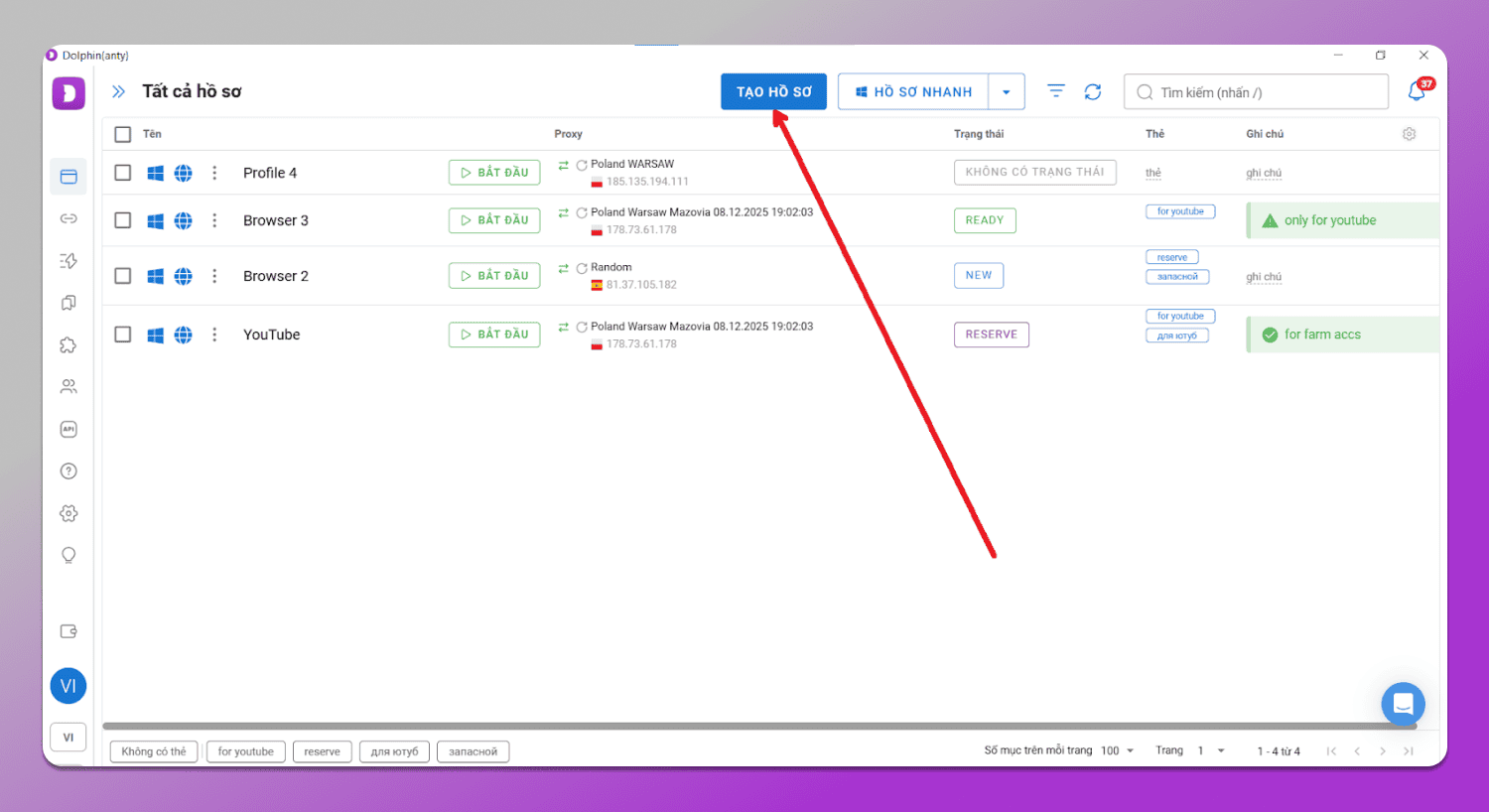 Create Profile Dolphin Anty