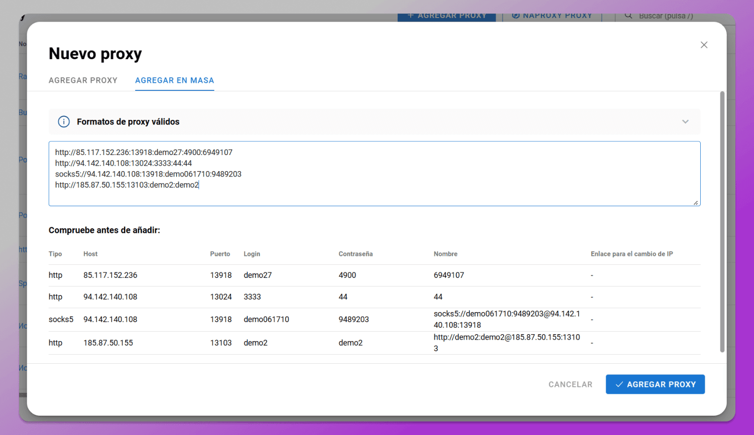 Mass proxy import Dolphin Anty