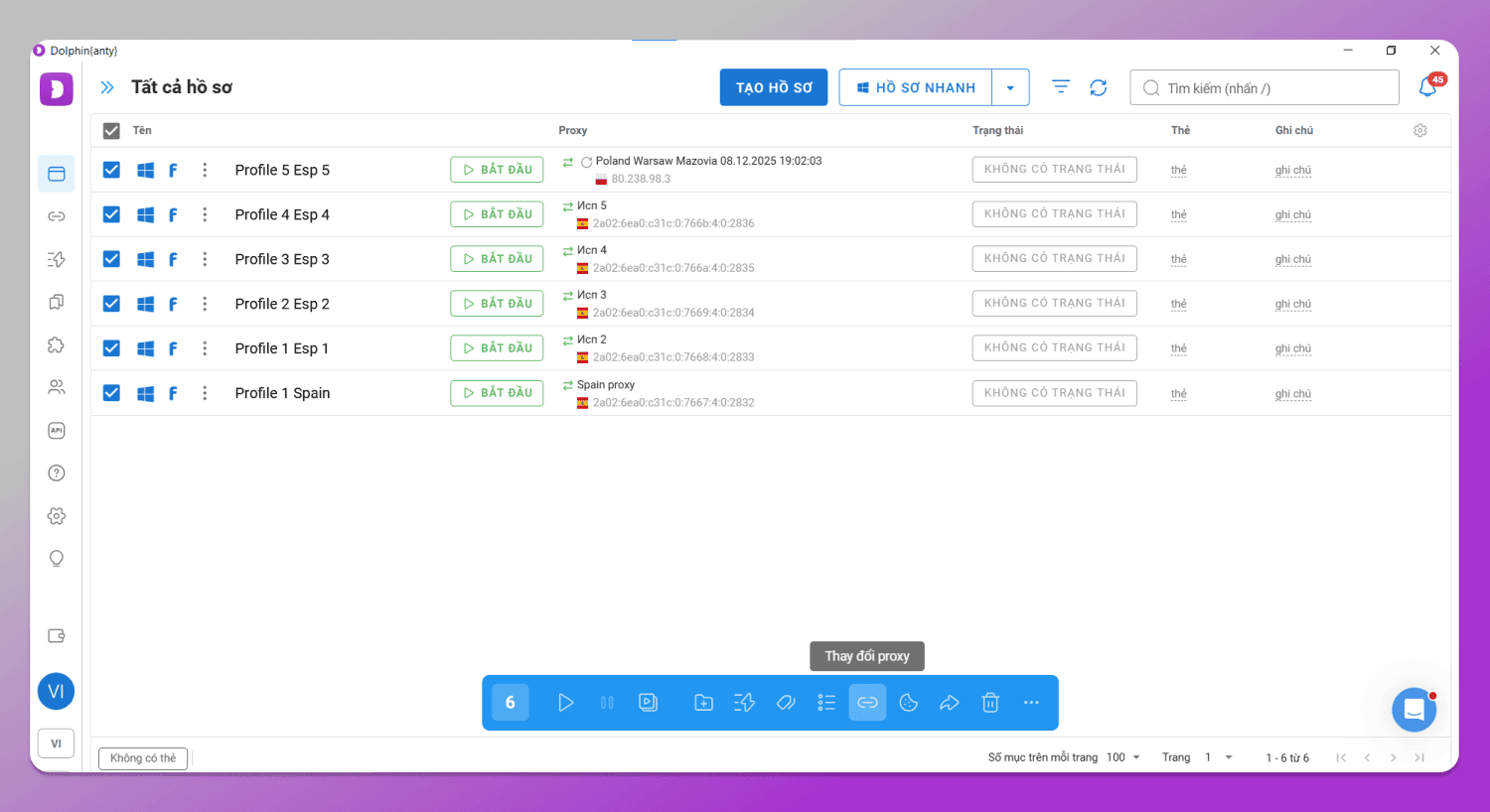 Proxy assignment Dolphin Anty