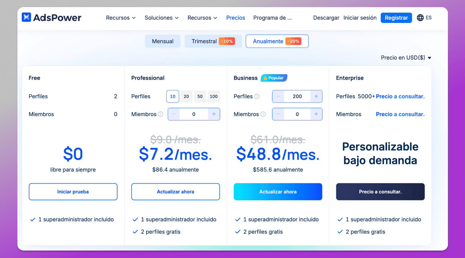 Pricing AdsPower Dolphin Anty
