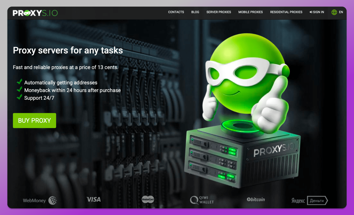 Proxys.io Main page Dolphin Anty