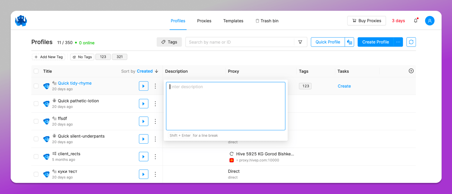 Notes Octo Browser Dolphin Anty