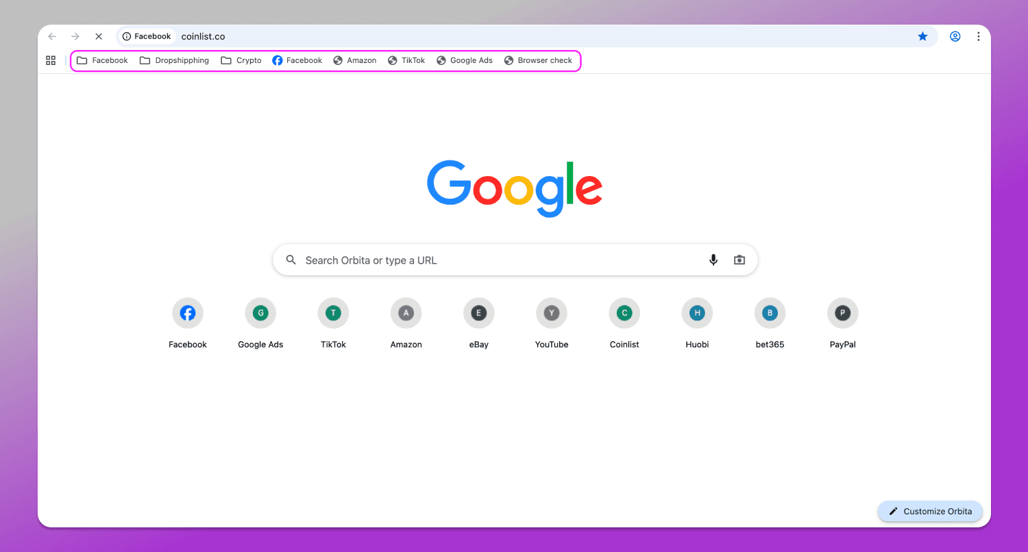 Bookmarks Gologin Dolphin Anty
