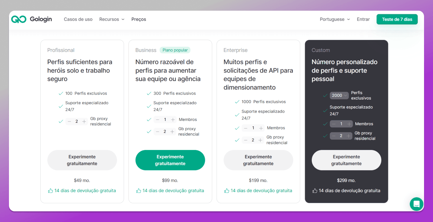Gologin Pricing Dolphin Anty