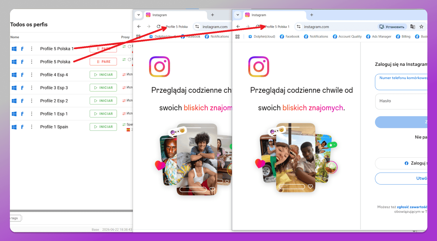 Instagram profiles Dolphin Anty