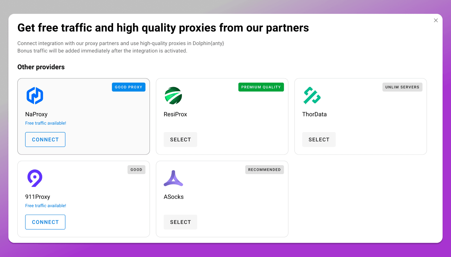 Proxy providers Dolphin Anty