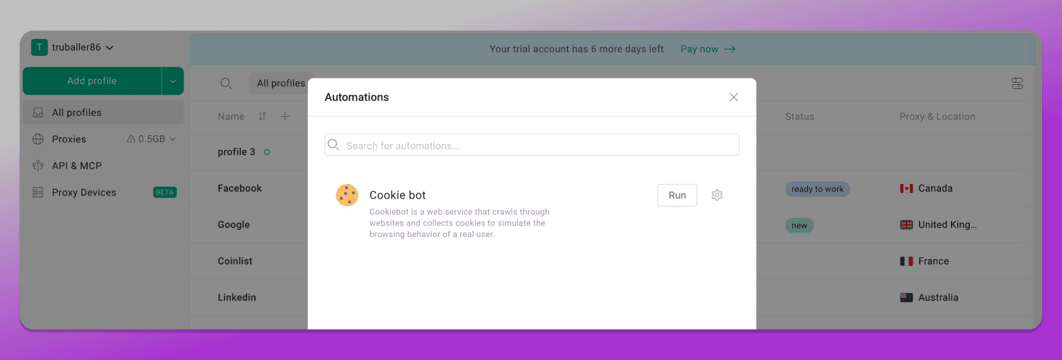 Cookie robot Gologin Dolphin Anty